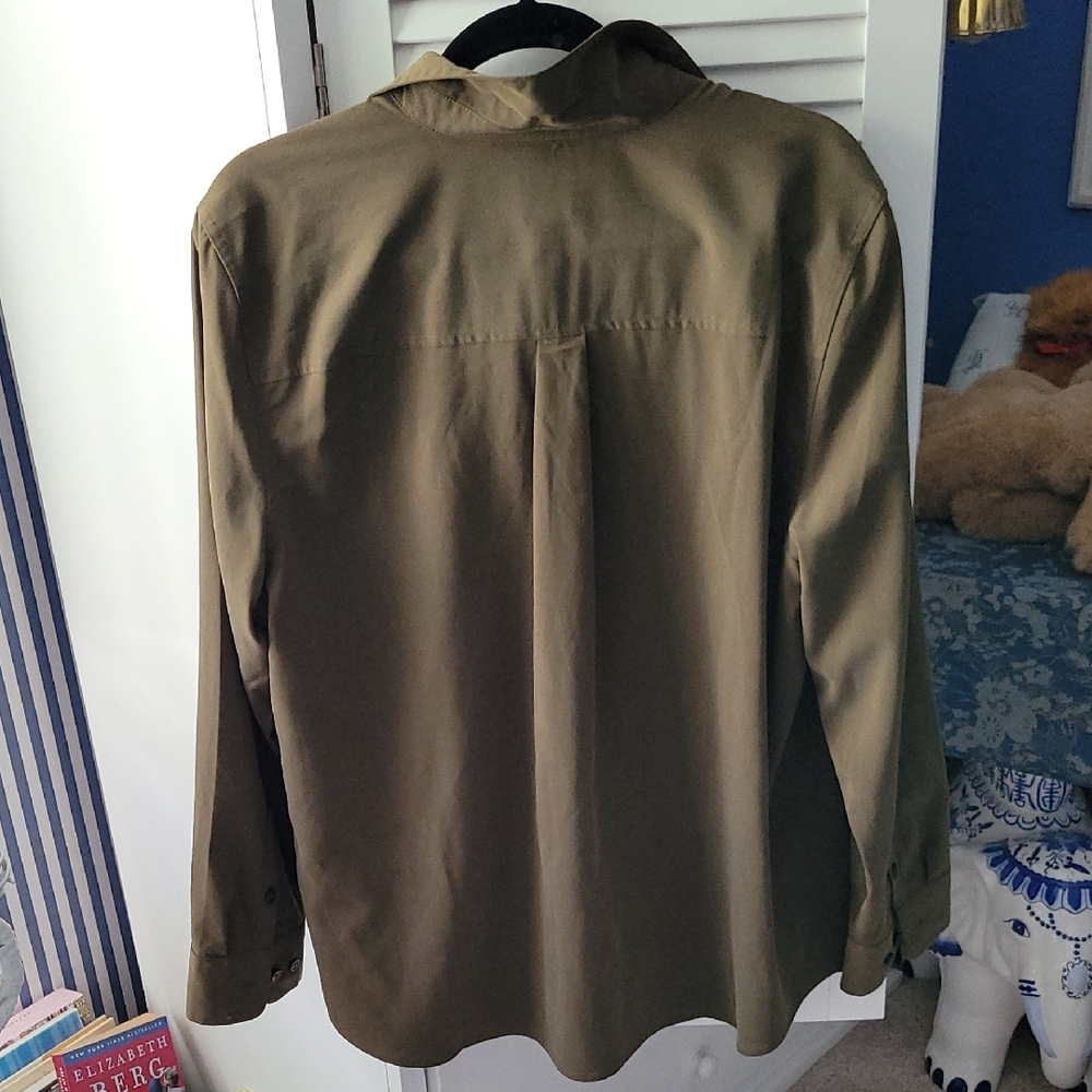 Chico's Olive Green Button Down Shirt 3=16/XL - Picture 4 of 12